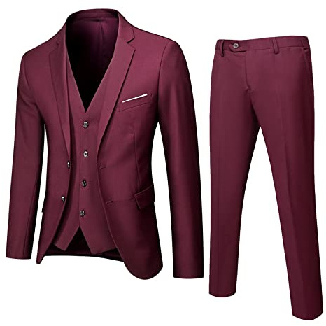 Herren Anzug 3 Teilig Modern Fit Hochzeit Anzüge Komplett Business Blazer 3-teiliger Jacke Weste Hosenanzug Slim Fit Männer Vintage Party Klassisch Charmant Sets Herrenanzug Set