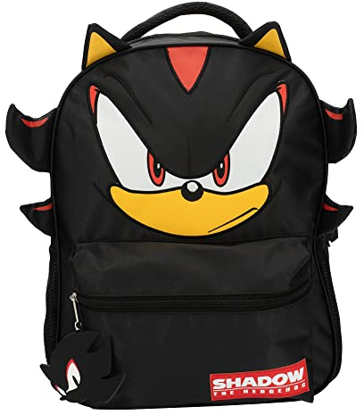 AI ACCESSORY INNOVATIONS Sonic The Hedgehog Backpack for Boys & Girls, Shadow 16 Inch Schoolbag with 3D Features, Durable School Bag for Kids