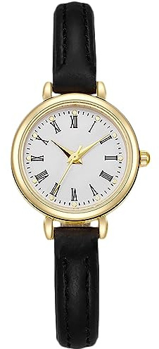 RORIOS Orologi Analogico Quarzo da Donna Orologi da Polso Minimalista Vintage Orologi Signora Casual Orologi Ragazza Impermeabile 8mm Cinturino Pelle nero