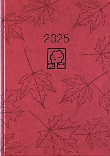 Zettler - Taschenkalender 2025 rot, 10,2x14,2cm, Taschenplaner mit 400 Seiten im Kartoneinband, Tages- und Wochenzählung, Mondphasen, Monatsübersicht und internationales Kalendarium