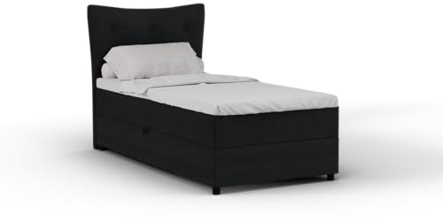 Nevada Boxspringbett 100 x 200 cm Doppelbett mit hochwertiger Bonell-Matratze und Topper, Polsterbett mit Bettkasten, Schlafzimmer, Bequem, Modern, Stilvoll