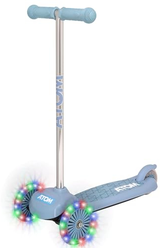 Atom Light UP Move and Groove Kinderroller | 3-Rad Tri-Scooter | Neigelenkung für leichtes Steuern | Kinderroller mit LED-Rädern | Tretroller für Kleinkinder ab 2 Jahren (Blau)