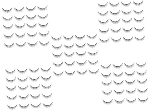 Healvian 50paia Ciglia Finte Naturali Per Donne Di Ciglia Incrociate Spesse e Morbide Per Trucco Facili Da Applicare e Riutilizzabili Per Ogni Occasione