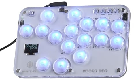 Haute42 - Controlador sin palanca: S16 controlador sin palanca con interruptores de perfil bajo de cristal Kailh, controlador de arcade sin palanca, lucha callejera para PC/PS3/PS4/Switch compatible