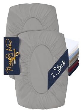 Marie´s Home Pack of 2 Pillowcase for Neck Support Pillow - Pillowcase for Neck Cushion - Fitted Cover and Pillowcase 1627.2372, M (35-40 x 55-60 cm), Silver