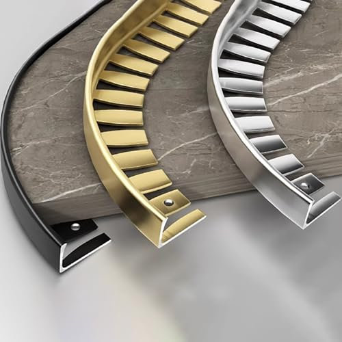 Raouoae Aluminum Anodized L-Shaped Edging Profile For Stair Edges - 135cm, 2 Pieces Metal Step Edge Profile For Laminate Flooring, Perfect For Safe And Stylish Stair Finishing(Silver,H:12.5MM)