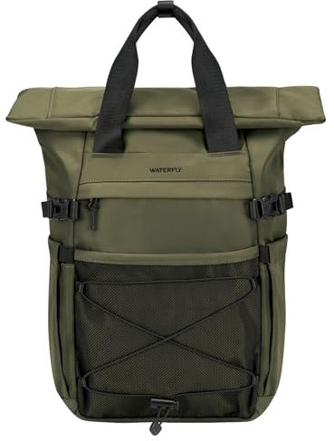 Waterfly Roll Top Backpack Rucksack: 16 Inch Laptop Compatible Casual Daypack for Women & Men, Lightweight Cabin Bag for Travel, Work, Commute & School
