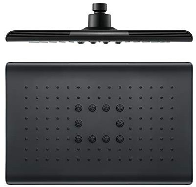 Shower Head Handbrausen, Regenduschkopf, rechteckige Duschköpfe, ABS, großer Regenduschkopf, Hochdruck, ultradünn, Fester Duschkopf, Universalgewinde G1/2, 270×180 mm, Schwarz Rainfall Shower