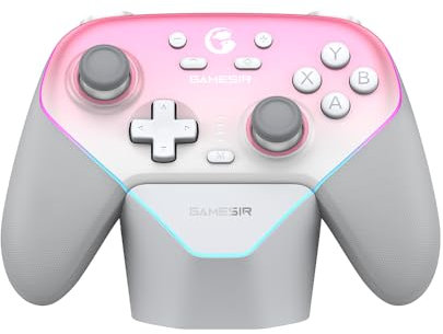 GameSir Super Nova Controller Wireless con Base di Ricarica – Stick Hall Effect, Grilletti Regolabili – Switch/Switch 2 Gyro, Mobile – Whipped Pink
