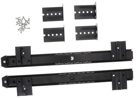 KONTONTY Keyboard Slide Drawer Rail Track, 2-Section Silent Keyboard Tray Glide Rail for Desk, Black Side Mount Drawer Slide Guide for Office and Home Use