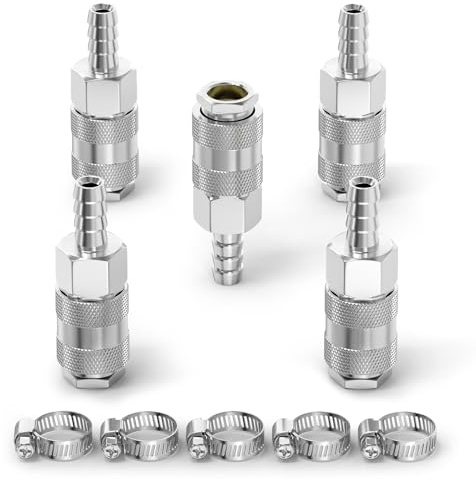 ERGAOBOY 5 piezas Machode aire industrial de acoplamiento con 6MM manguera de lengüeta, de conexión rápida de aire neumático compresor de manguera de accesorios