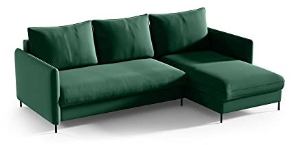 Sofello Sofa mit Schlaffunktion 206×150 cm 3-Sitzer Sofa - Ecksofa mit Schlaffunktion und Bettkasten - Ecksofa mit Schlaffunktion - Schlafsofa (Riviera 38 - grün)