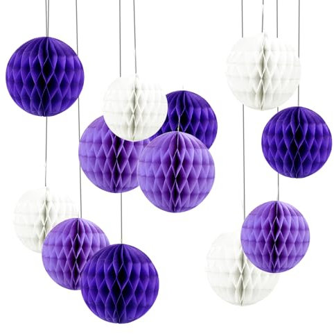 12pcs Paper Honeycomb Balls, Party Decoration Hanging Tissue Paper Pom Poms, Suitable for Party, Wedding Room, Birthday Decoration