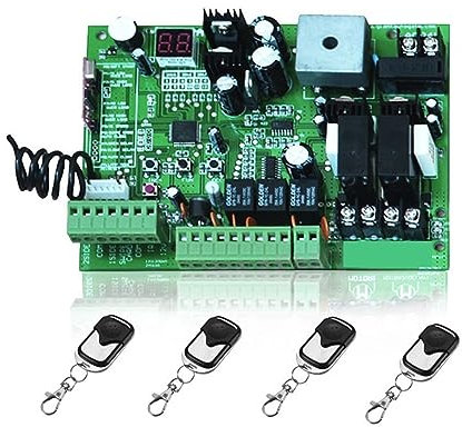 Kit d'ouvre-portail électrique, carte universelle 24 V pour ouvre-portail battant automatique à double bras, panneau de commande, système de centre de contrôle intelligent (4 télécommandes 24 V)