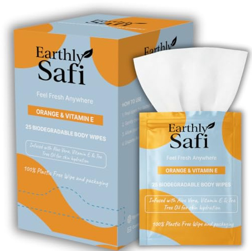 Biodegradable Body Wipes for Adults – 100% Bamboo, Plastic-Free, Eco-Friendly Gym & Travel Wipes, No Harsh Chemicals, Sensitive Skin Safe, Individually Wrapped (25 Pack)