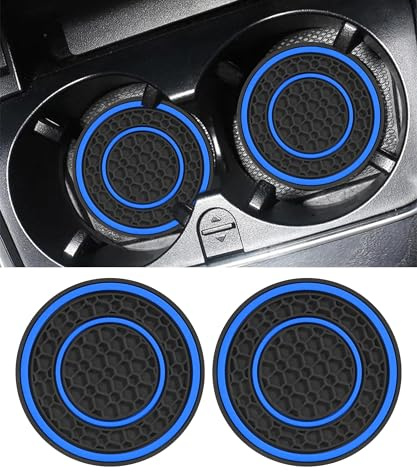 Xibao 2PCS Posavasos Coche,Posavasos para Portavasos,Montaña Rusa de la Copa de Coches,Antideslizante de Silicona Portavasos Coche,Adecuado para la Mayoría de los Autos,SUV (Negro&Azul)