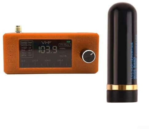 Honseadek Mini récepteur radio SI4732, bande complète 0,5-108 MHz DAB FM AM, avec écran IPS, batterie 800 mAh, antenne en boucle portable, contrôle ESP32-S3 (orange)