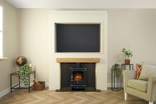 Acantha Pre-Built Stove Media Wall 2 with TV Recess & Aviemore Electric Stove in Black