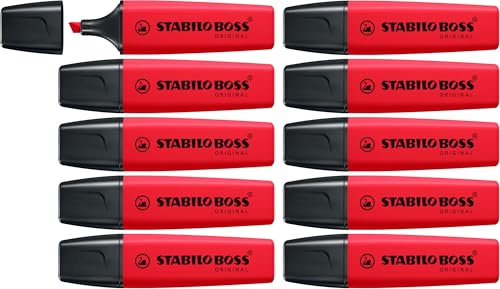 STABILO BOSS ORIGINAL REALRED - Highlighter - Pack of 10 - Red