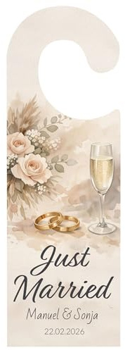 Hochzeitsgeschenk personalisiert Holz – Türanhänger Hochzeit mit Namen & Datum – Just Married Hochzeitsdeko – Geschenk für Brautpaar – Geschenk Hochzeitstag