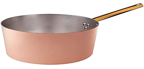 Pentole Agnelli Linea Rame Casseruola Alta con Manico Inox, Marrone, 18 cm