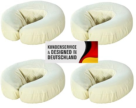 Promafit Kopfstützenbezug Sparset (4-teilig) Für Massageliegen Aus Baumwolle Kopfbezügeset Waschbar Mit Gummizug Farbe Natur Nackenhörnchen Bezug