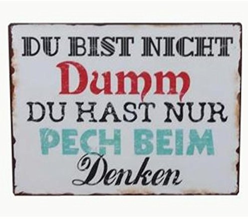 AS4HOME Blechschild Vintage Du bist Nicht dumm Du hast nur Pech beim Denken Wandschschild Metall für den Innenbereich