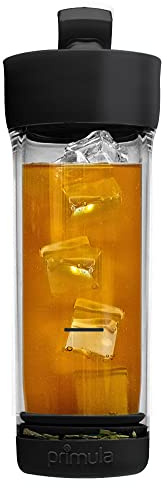 Primula Press and Go Iced Tea Maker, Travel Tumbler, Infuser Bottle, Leak-proof Flip-top Lid with Carry Loop, Dishwasher Safe, Made without BPA, 16-Ounce, Black, 1 Count (Pack of 1)