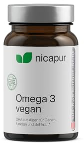 NICApur Omega 3 vegan, Öl aus der Mikroalge Schizochytrium - 24 g - 30 Kapseln