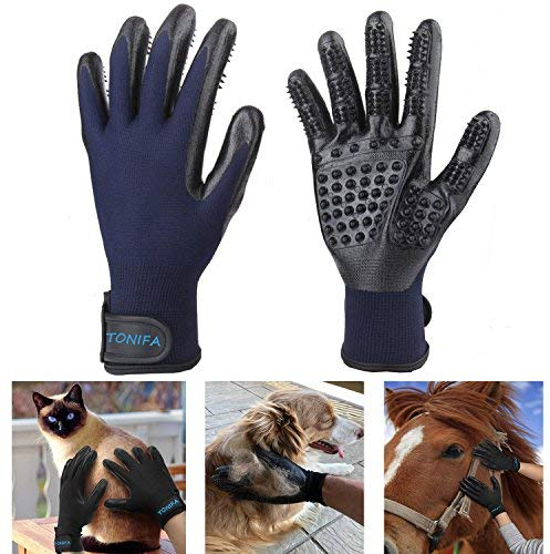 Tonifa Pet Bürste Handschuh,Haustier Grooming Bürsten Haar Remover Fingerhandschuhe Haarentferner Bürste Tierhaar Handschuh Massage Handschuh