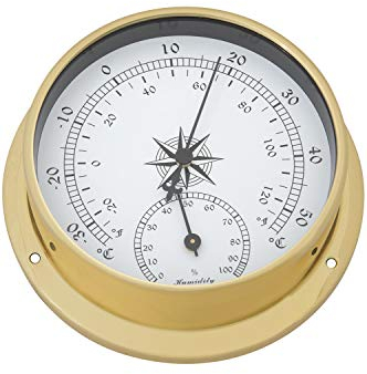 mare-me Analog Thermeter Hygrometer rund Messing 11,5cm