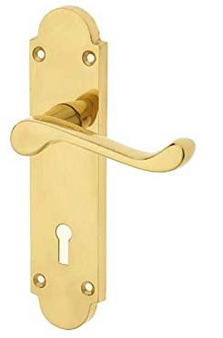 Kontrax Epsom Door Handle On Lock Backplate - Electroplated Brass