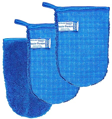 Das Blaue Wunder Booster Bambus Switch 3er Set, 2 Seiten Reinigungshandschuh Größe S für Bad, Küche, Haushalt, Garten, Auto, saugstarke Bambusfasern