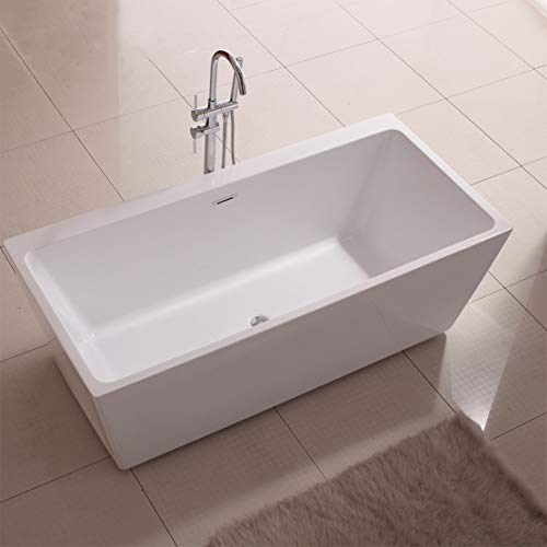 DAIMENG Acryl Badewanne Eigenständige Einfach Quadrat Badewanne Großer Raum Einfach zu Säubern Badewanne mit Zubehör,140 * 75 * 60cm