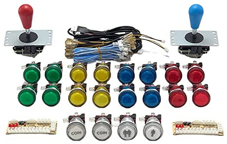 TX GIRL Machines À Arcade Kit De Bricolage pour 2 Joueurs Codeur De Délai Zéro À PC Rasberry Pi Arcade Jeu LED Boutons De Sanwa Joystick pour Mame Jamma Projet (Color : Mixed Color Tell us)