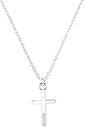 s.Oliver Kette mit Anhänger 925 Sterling Silber Mädchen Kinder Halsschmuck, mit Zirkonia synth., 37+3 cm, Silber, Kreuz, Kommt in Schmuck Geschenk Box, 2035514