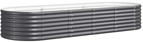 vidaXL Odlingslåda galvaniserat stål 224x80x36 cm antracit, blomlåda, blomkruka, trädgårdsplantor, blomlådor, blomkrukor, trädgårdskruka