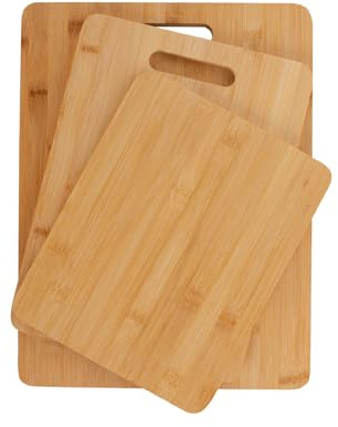 FLORINA 3-delars Set Bambu Skärbrädor CANADA I Naturliga Bambu Skärblock I Antibakteriellt Köksbräda I Universalskärbrädor för att Skära Ost, Kött, Frukt, Grönsaker