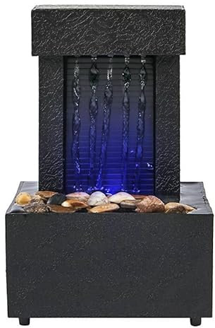Cascata a LED con Spettacolo di Luci Fontana da Tavolo Per Interni, Design Moderno Contemporaneo con Elementi Zen, Fascino Naturale Per L'ufficio E La Decorazione della Casa, Suoni Tranquilli E Medita