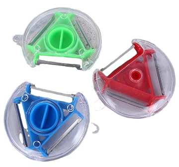 Floatdream 3 Piezas pelador de fruta y verdura, pelador patatas, pelador de verduras de acero inoxidable, Para frutas zanahorias de papa pepino (rojo, azul, verde)