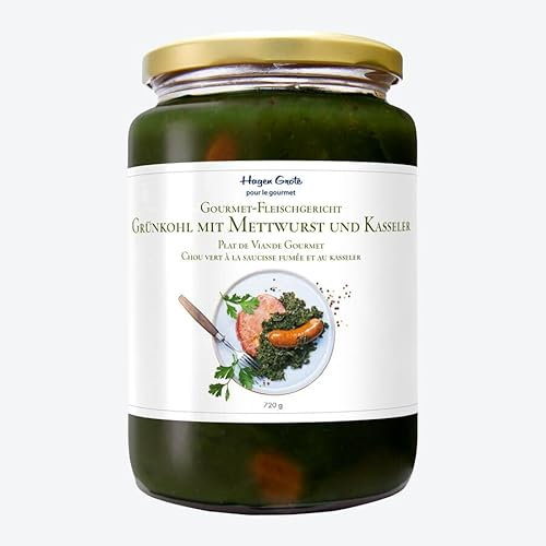 Hagen Grote Klassische feine deutsche Küche: Grünkohl mit Mettwurst, 720 g Glas, Fertiggericht, schnell & einfach zubereitet, im Glas