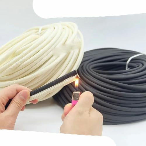 Fiberglass Tube 1mm ~ 25mm Cable Sleeve Soft Chemical Glass Fiber Braided Insulated High Temperature Pipe Wire Wrap Protect-White-25mm-10M