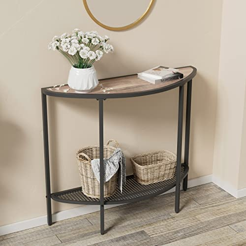 SAYGOER Table Console à 2 Niveaux, Table d'entrée étroite avec étagères de Rangement, canapé Demi-Lune, Petite Table d'entrée pour Salon, Chambre à Coucher, Couloir, Bureau, Assemblage Facile, Gris n