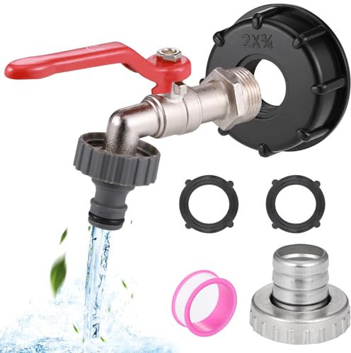 Zocipro IBC Tank Auslaufhahn Zubehör 3/4 Zoll, Messing IBC Adapter | mit Kugelhahn, IBC Wasserhahn für 1000L Wassertank und ibc Container, Tankhahn für Regenwassertank inkl. Dichtband
