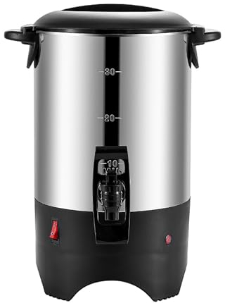 Stainless Steel Electric Coffee Maker - 5.5L/ 30cup Large Hot Drink Dispenser For Catering, Cafes And Weddings With Cool-Touch Handles & Lid