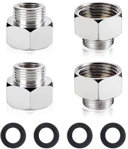 Water Line Adapter 4 Pack, 1/2 Female to 3/8 Male Reducer Adapter, Compression Pipe Fitting Connector with Rubber Washer for Kitchen Bathroom Faucet Water Supply Hose