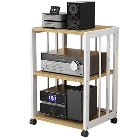 Höhenverstellbares Verstärker-Rack-Regal, 3/4/5-lagiger AV-Medienständer mit Rollen für Plattenspieler/Stereo-Receiver/Entertainment-Stereokomponenten, Audio- und Video-Regalwagen für Zuhaus