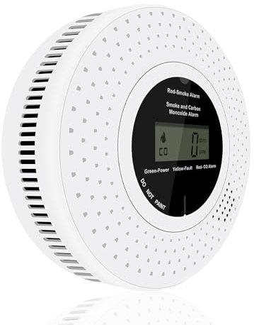 Scondaor Détecteur de Fumée et de Monoxyde de Carbone interconnecté sans Fil, Détecteurs de Fumée pré-connectés, Pile AA remplaçable Incluse, Alarme pour Fumée et CO avec écran LCD, Lot de 1