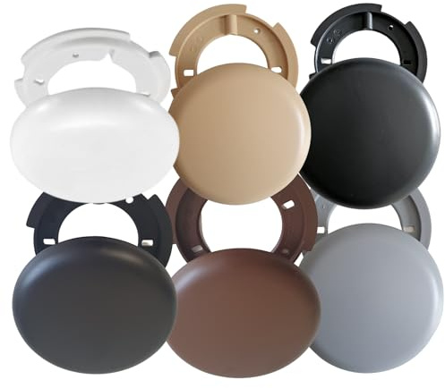 6er-Mix-Set Abzweigdose Ø 100mm – ultraflache Verteilerdosen & Baldachine in Weiß, Braun, Beige, Grau, Anthrazit & Schwarz, Aufputz-Abdeckdose Deckenrosette für Lampenanschluss 1,5 cm flach