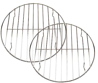 Amosfun 2pièces Ronde Acier Inoxydable pour Barbecue Grillade De Viande Poisson Légumes Pizza Lot